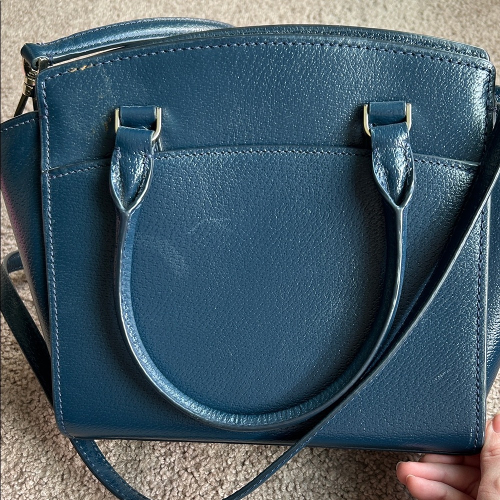 kate spade Navy Blue Pebbled Leather Satchel - Picture 3 of 3